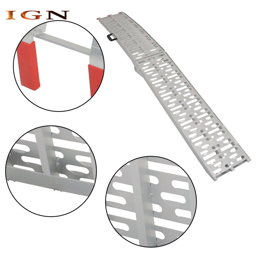 2pcs ATV UTV 7.5' Aluminum Folding Loading Ramps For Truck Motorcycle Lawn Mower - Image 4
