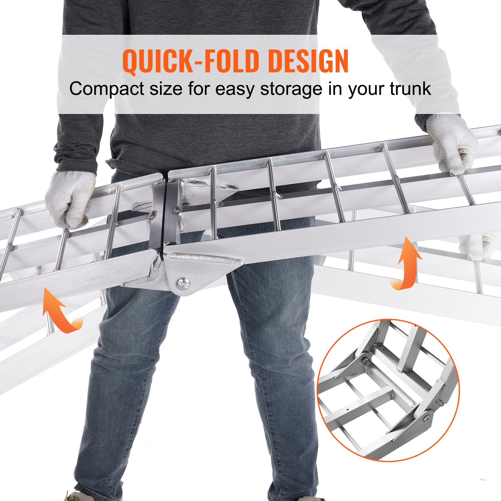 VEVOR Aluminum Ramp 1500 LBS Foldable Loading Ramps for Pickup Trucks Bed 2 PCS - Image 3