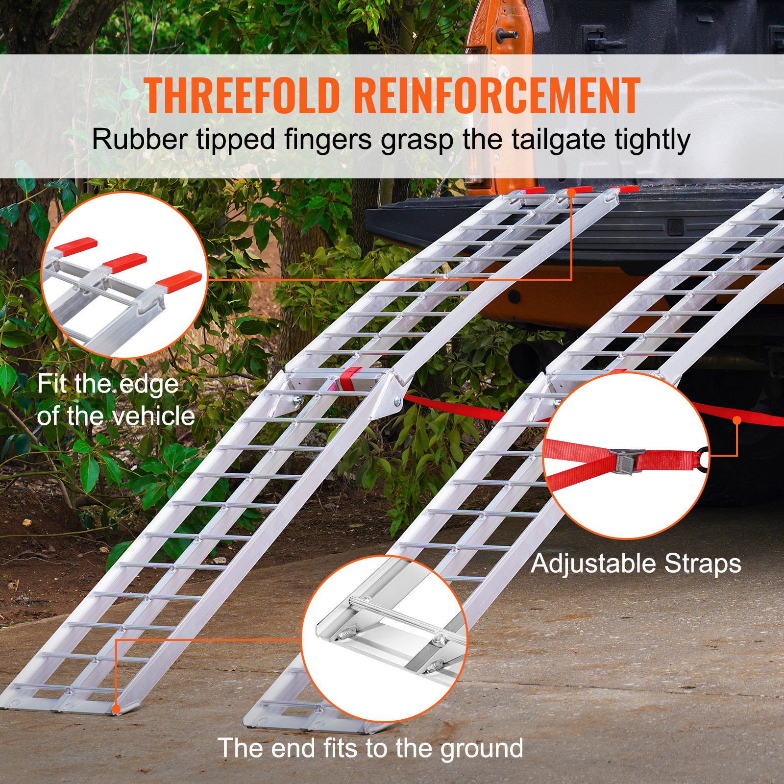 VEVOR Aluminum Ramp 1500 LBS Foldable Loading Ramps for Pickup Trucks Bed 2 PCS - Image 5