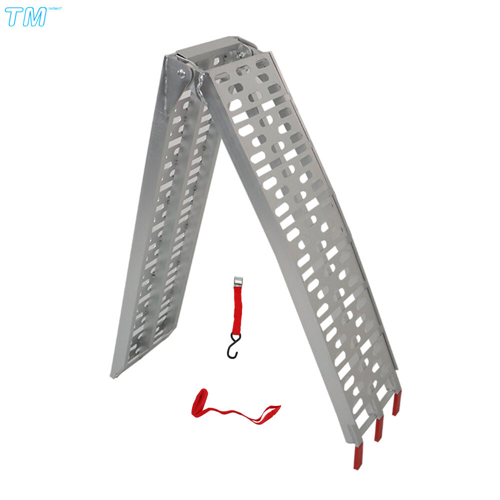 Aluminum ATV UTV Folding Motorcycle Lawn Mower Loading Arched Ramps 750 lbs New