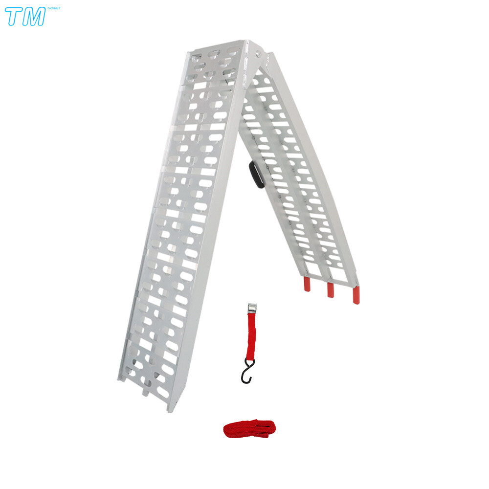 Aluminum ATV UTV Folding Motorcycle Lawn Mower Loading Arched Ramps 750 lbs New - Image 2