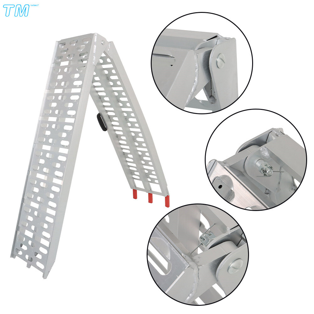 Aluminum ATV UTV Folding Motorcycle Lawn Mower Loading Arched Ramps 750 lbs New - Image 5