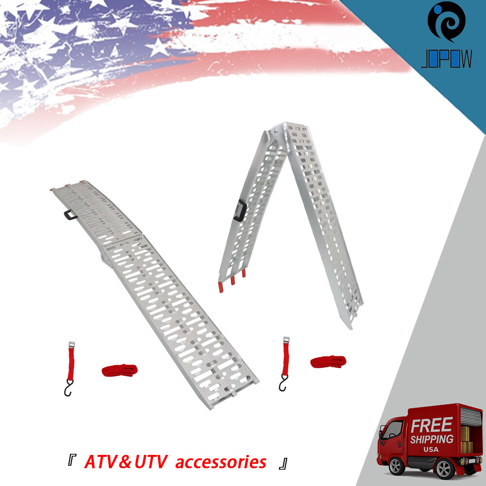 2pcs ATV UTV 7.5' Aluminum Folding Loading Ramps For Truck Motorcycle Lawn Mower