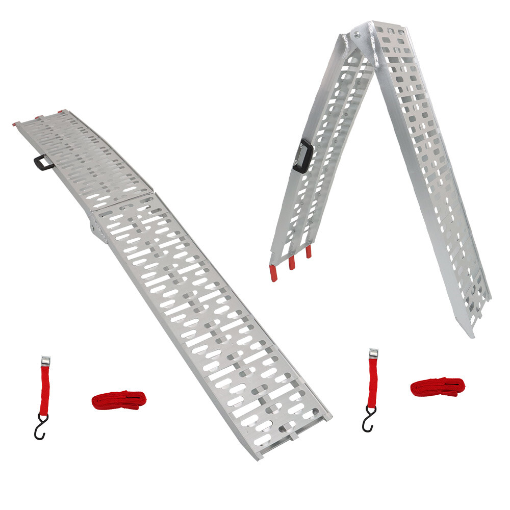 2pcs ATV UTV 7.5' Aluminum Folding Loading Ramps For Truck Motorcycle Lawn Mower - Image 2