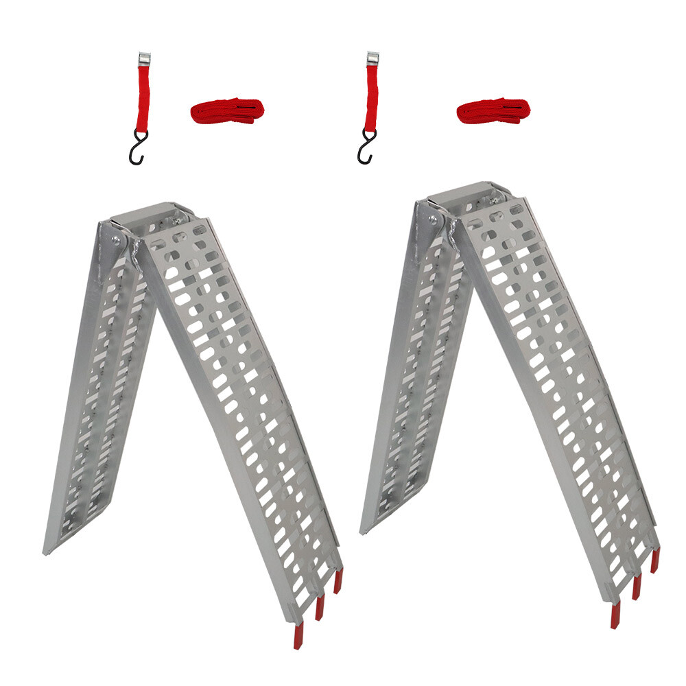 2pcs ATV UTV 7.5' Aluminum Folding Loading Ramps For Truck Motorcycle Lawn Mower - Image 5