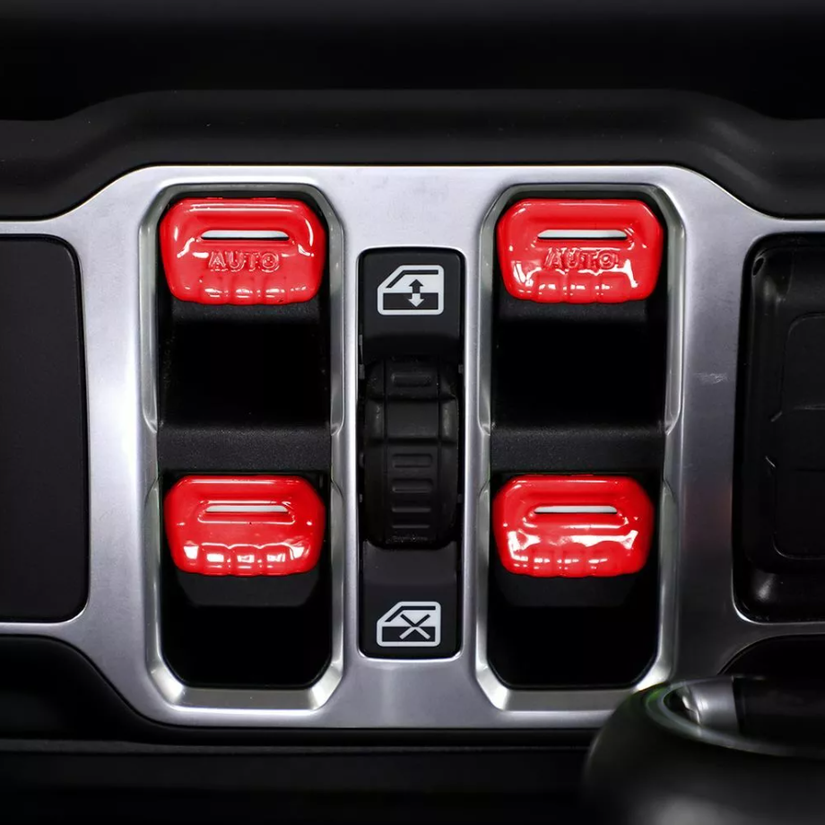 Car Window Switch Button Cover Trim For Jeep Gladiator JT/JL 18+ Accessories Red - Image 2