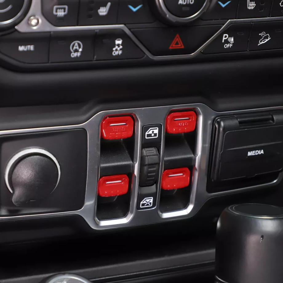 Car Window Switch Button Cover Trim For Jeep Gladiator JT/JL 18+ Accessories Red - Image 3