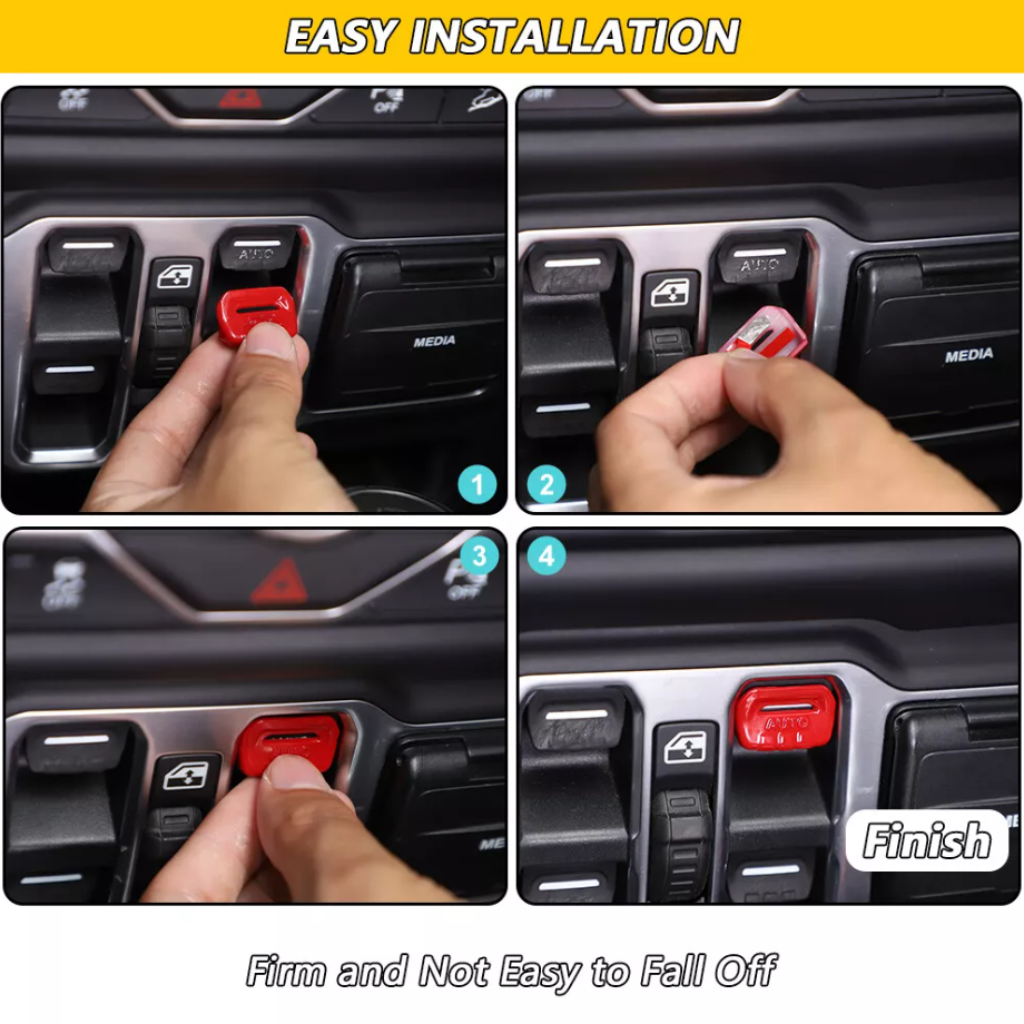 Car Window Switch Button Cover Trim For Jeep Gladiator JT/JL 18+ Accessories Red - Image 5