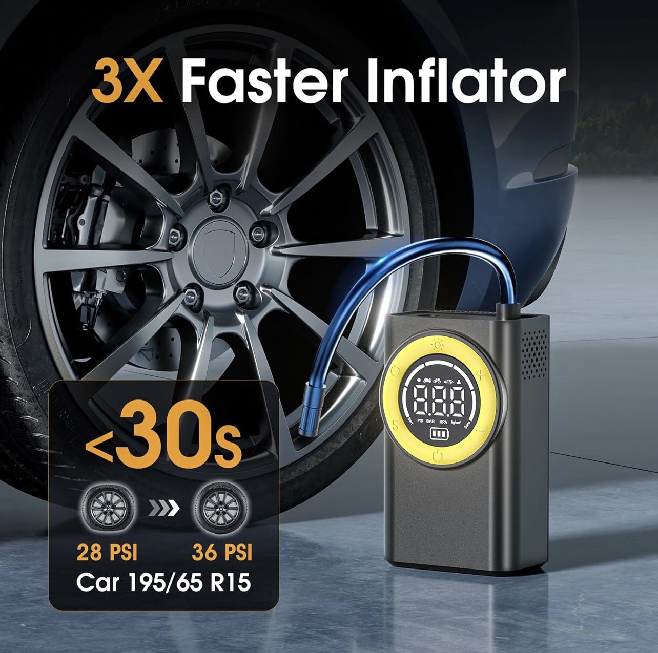 FLYKID Tyre Inflator Air Compressor -Portable Cordless Tyre Pump & Bike Pump, 1 - Image 4
