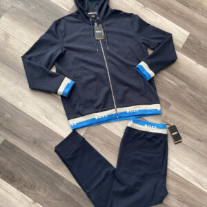 HUGO BOSS Men Navy and Blue Tracksuit 2 Piece Set Jacket 2xl + Pants Large