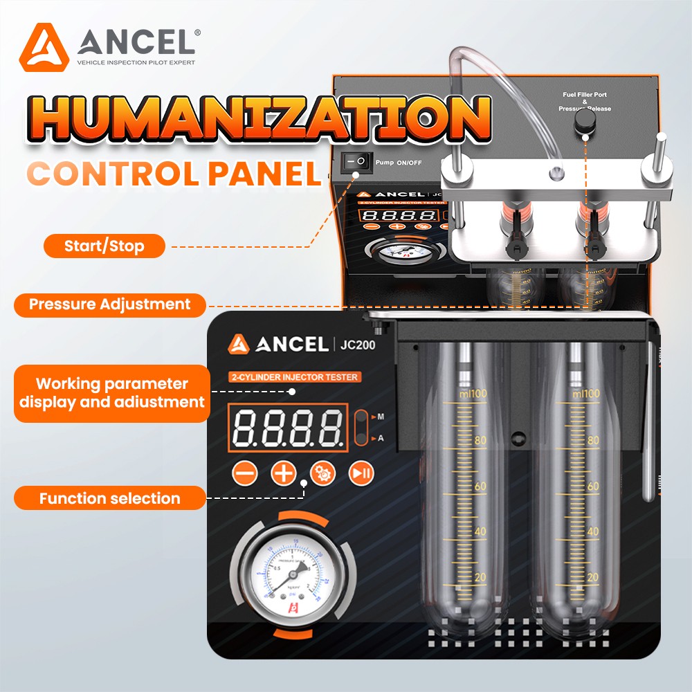 ANCEL JC200 Automotive Fuel Injector Cleaner Injector Cleaning Machine Tester - Image 4