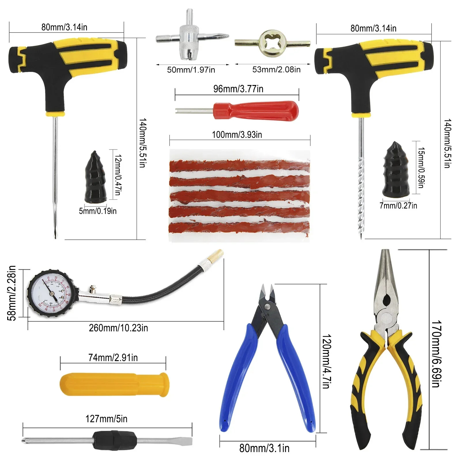 Car Repair Tool Studding Set Auto Bike Puncture Plug Garage Needle Nose Pliers - Image 2