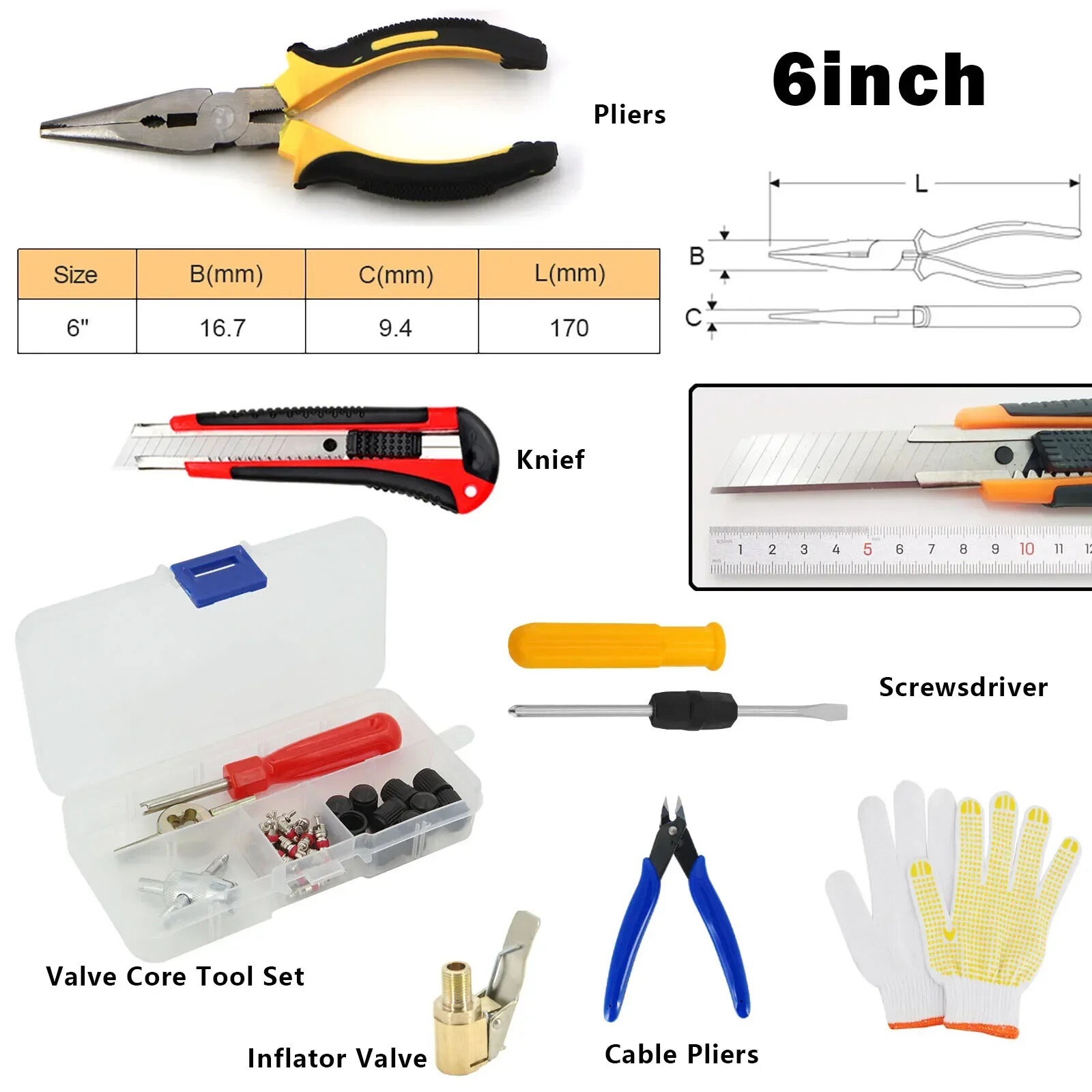 Car Repair Tool Studding Set Auto Bike Puncture Plug Garage Needle Nose Pliers - Image 3