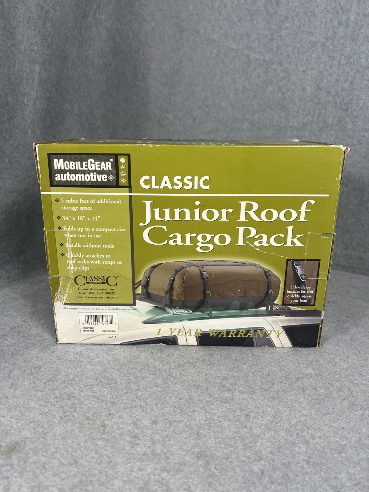 MobilGear Automotive Classic Junior Roof Cargo Pack Weatherproof 34" x 18" x 14"