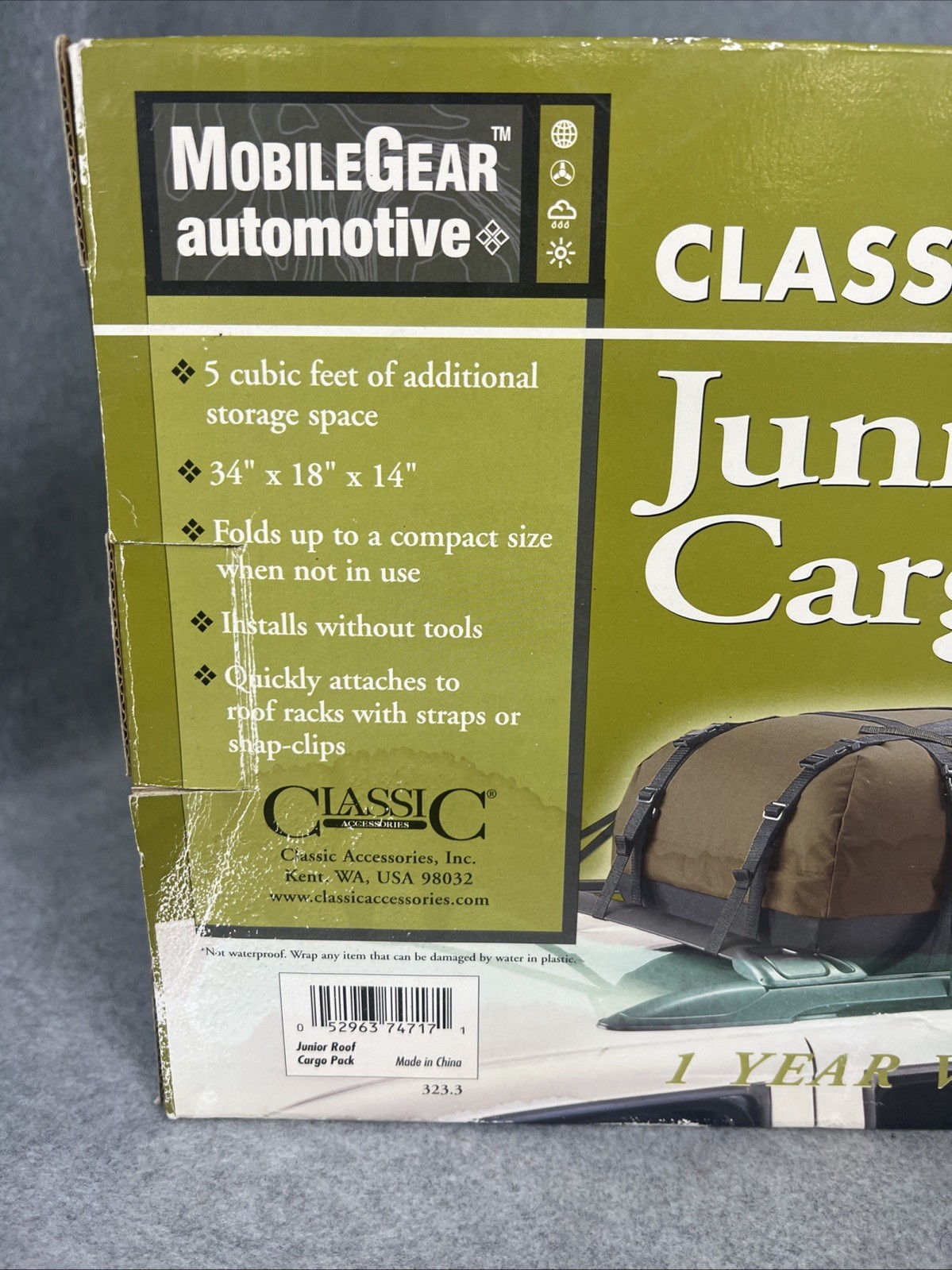 MobilGear Automotive Classic Junior Roof Cargo Pack Weatherproof 34" x 18" x 14" - Image 2
