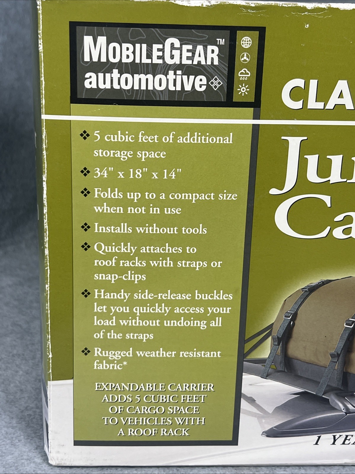 MobilGear Automotive Classic Junior Roof Cargo Pack Weatherproof 34" x 18" x 14" - Image 4