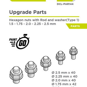 Decalcas Hexagon Nuts with Rod and Washer Type 1 - 1.5 - 2.5 mm (204pcs, resin)