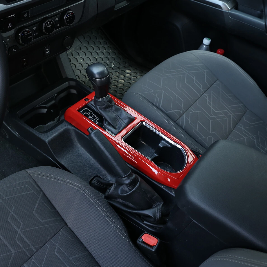 Car Gear Shift Panel Cover Trim For Toyota Tacoma 2016-2023 Accessories Red ABS - Image 3