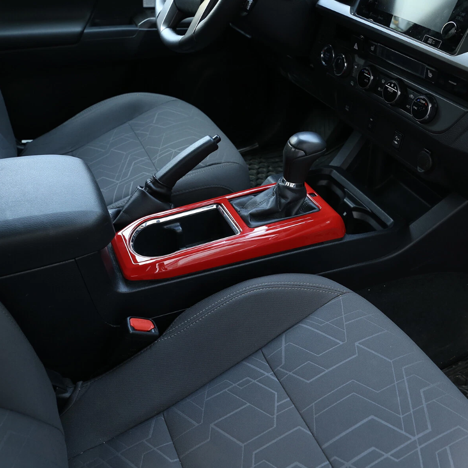 Car Gear Shift Panel Cover Trim For Toyota Tacoma 2016-2023 Accessories Red ABS - Image 5