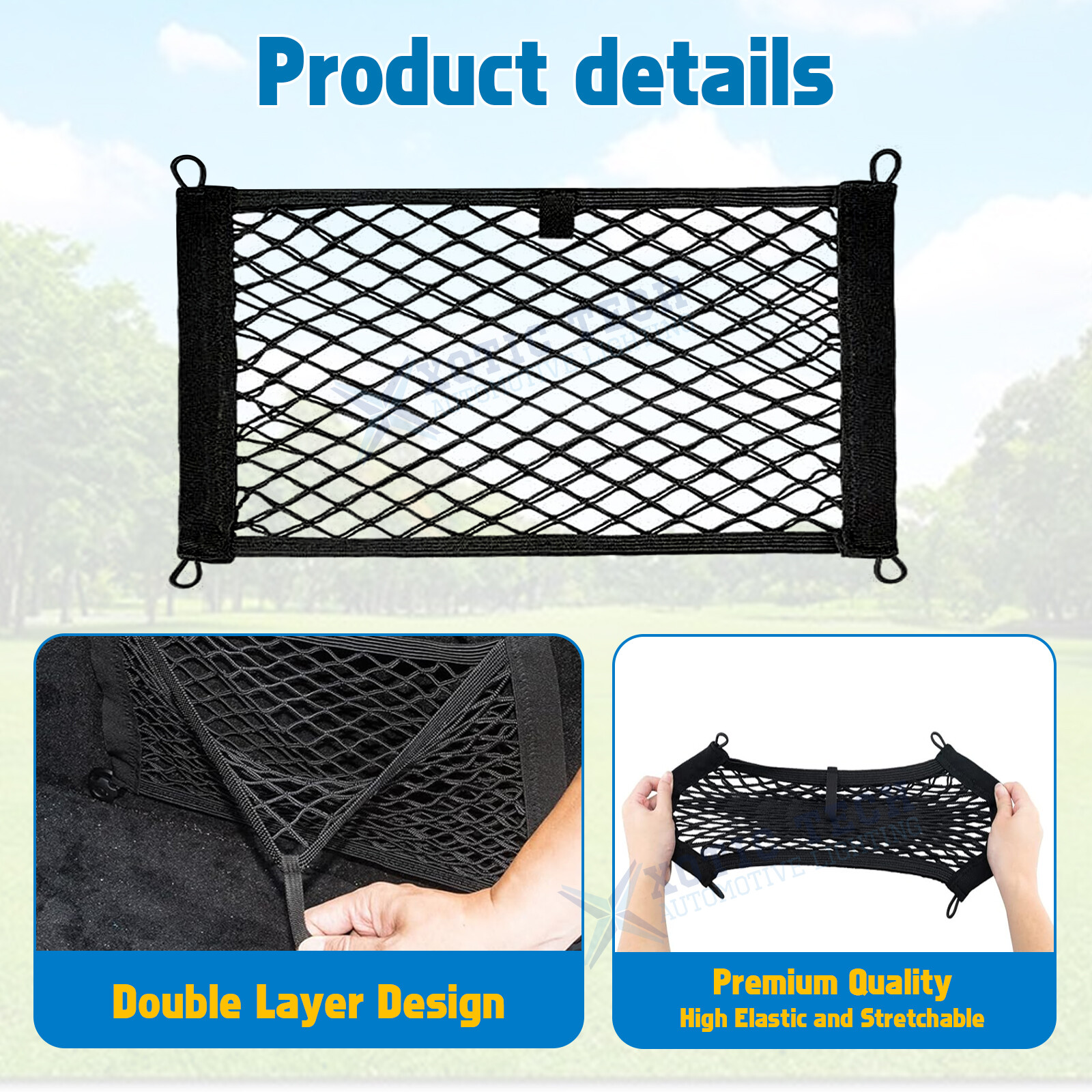 15.7 x 9.8 Inches Automotive Cargo Nets Nylon Storage Pouch Bag Universal Fit - Image 3