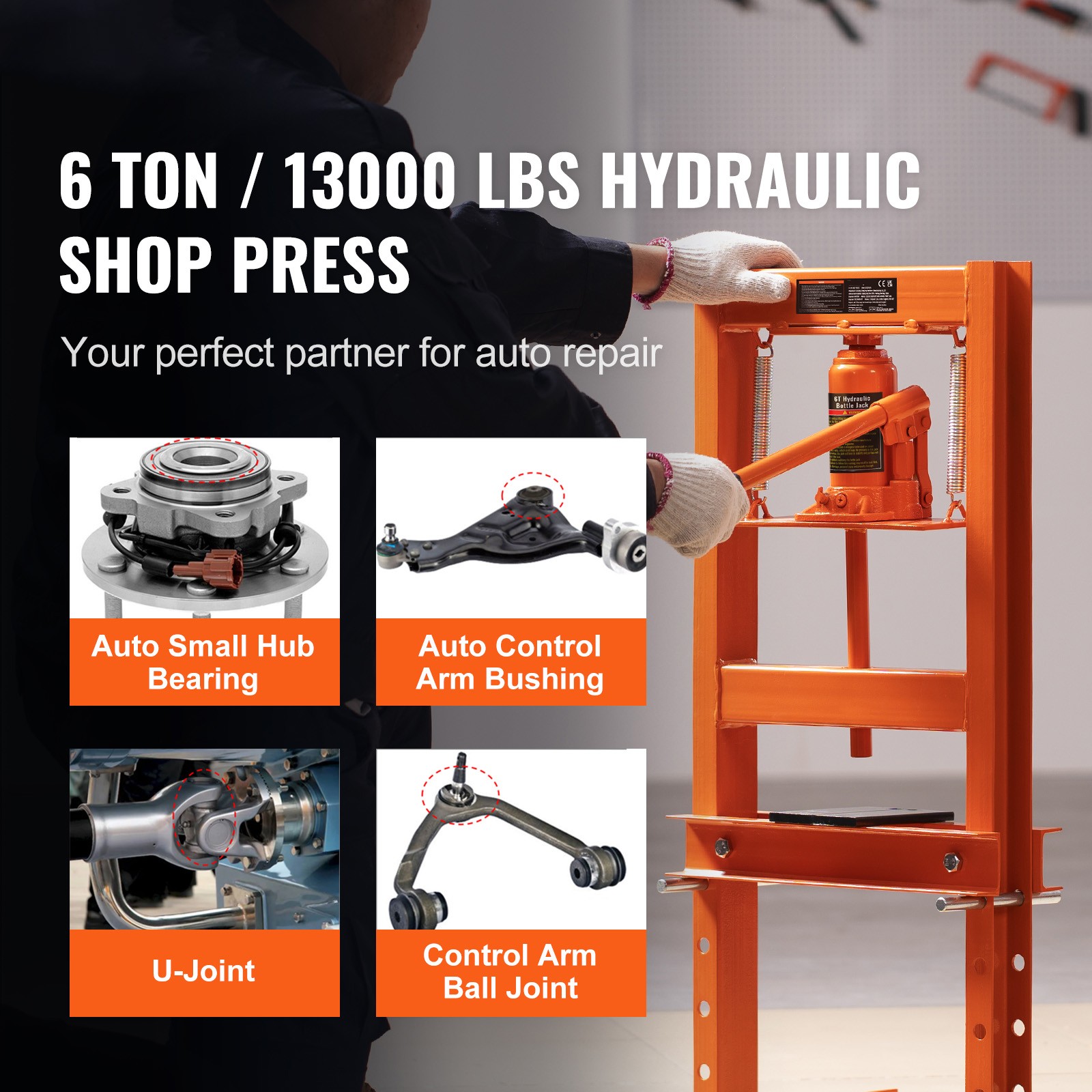 Hydraulic Shop Press 6 Ton with Press Plates H-Frame Benchtop Press Stand - Image 2