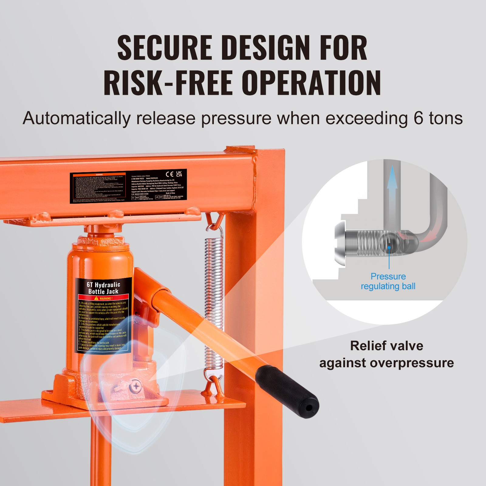Hydraulic Shop Press 6 Ton with Press Plates H-Frame Benchtop Press Stand - Image 3
