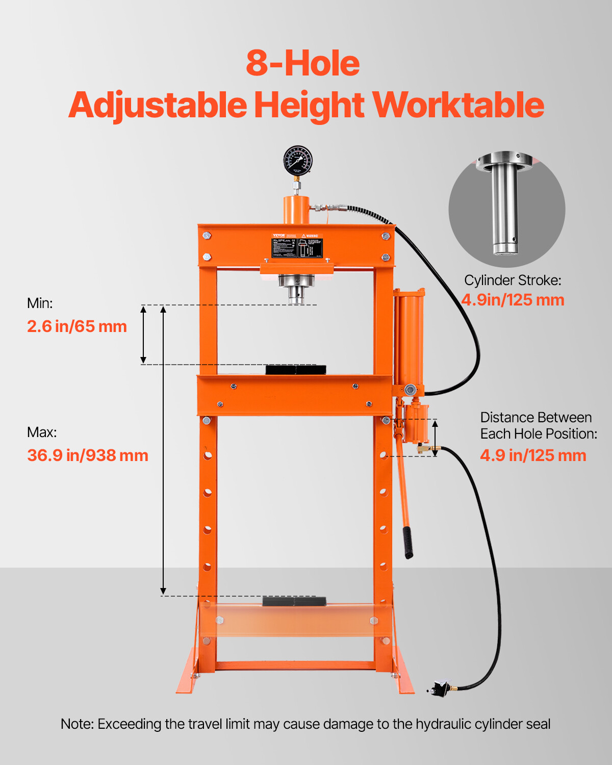 30 T Hydraulic Shop Press Hydraulic Press with Press Plate for Bending - Image 3