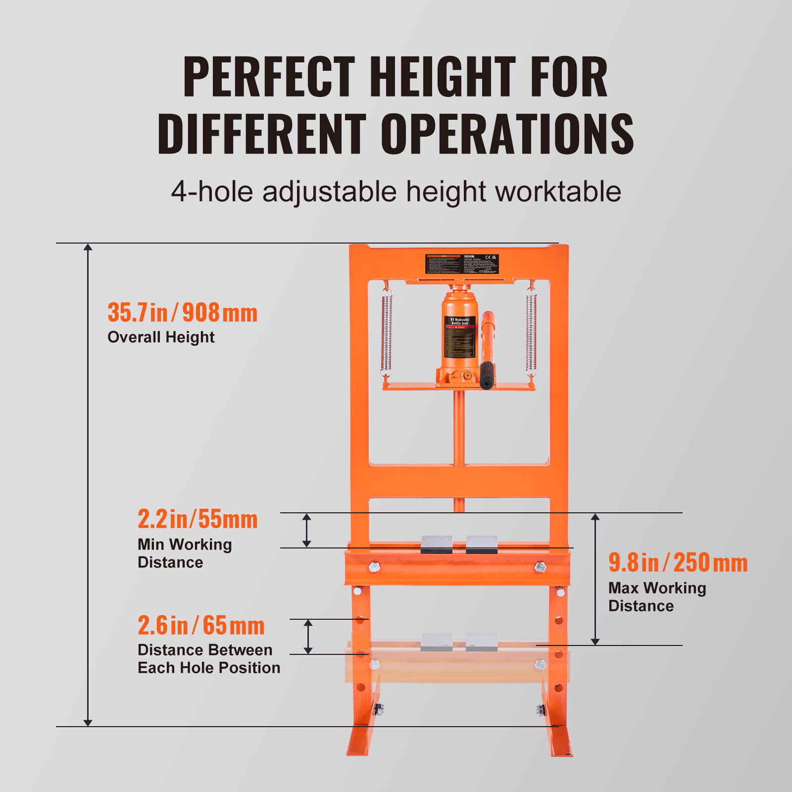 VEVOR Hydraulic Shop Press 6 Ton with Press Plates H-Frame Benchtop Press Stand - Image 4
