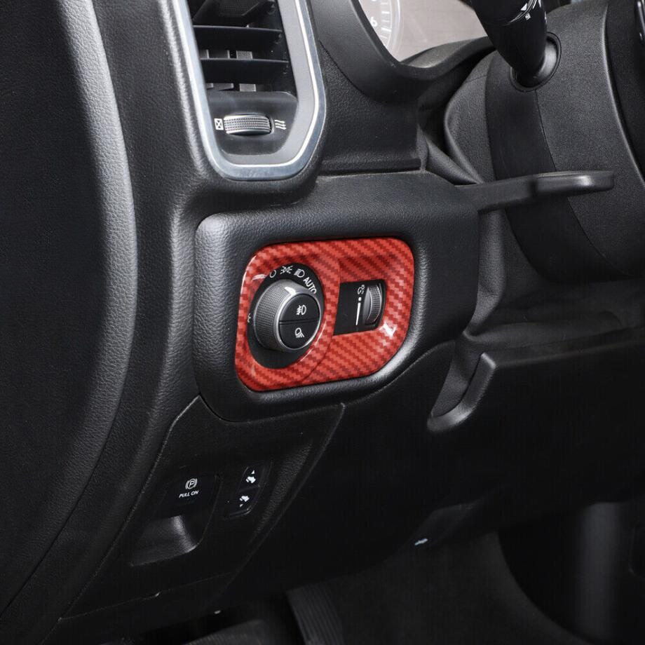 Red Carbon Headlight Switch Cover Trim Accessories For Ram 3500/2500/1500 19-24 - Image 4