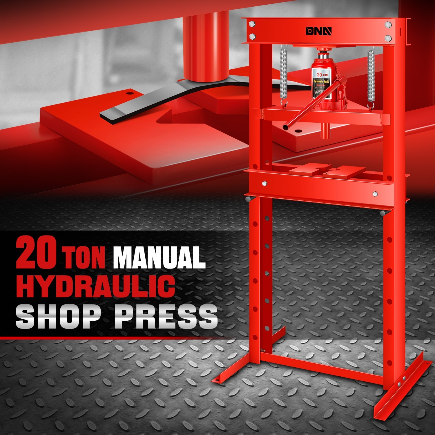 20 Ton Hydraulic Shop Press H-Frame Bearing Press Adjustable Benchtop Work Table
