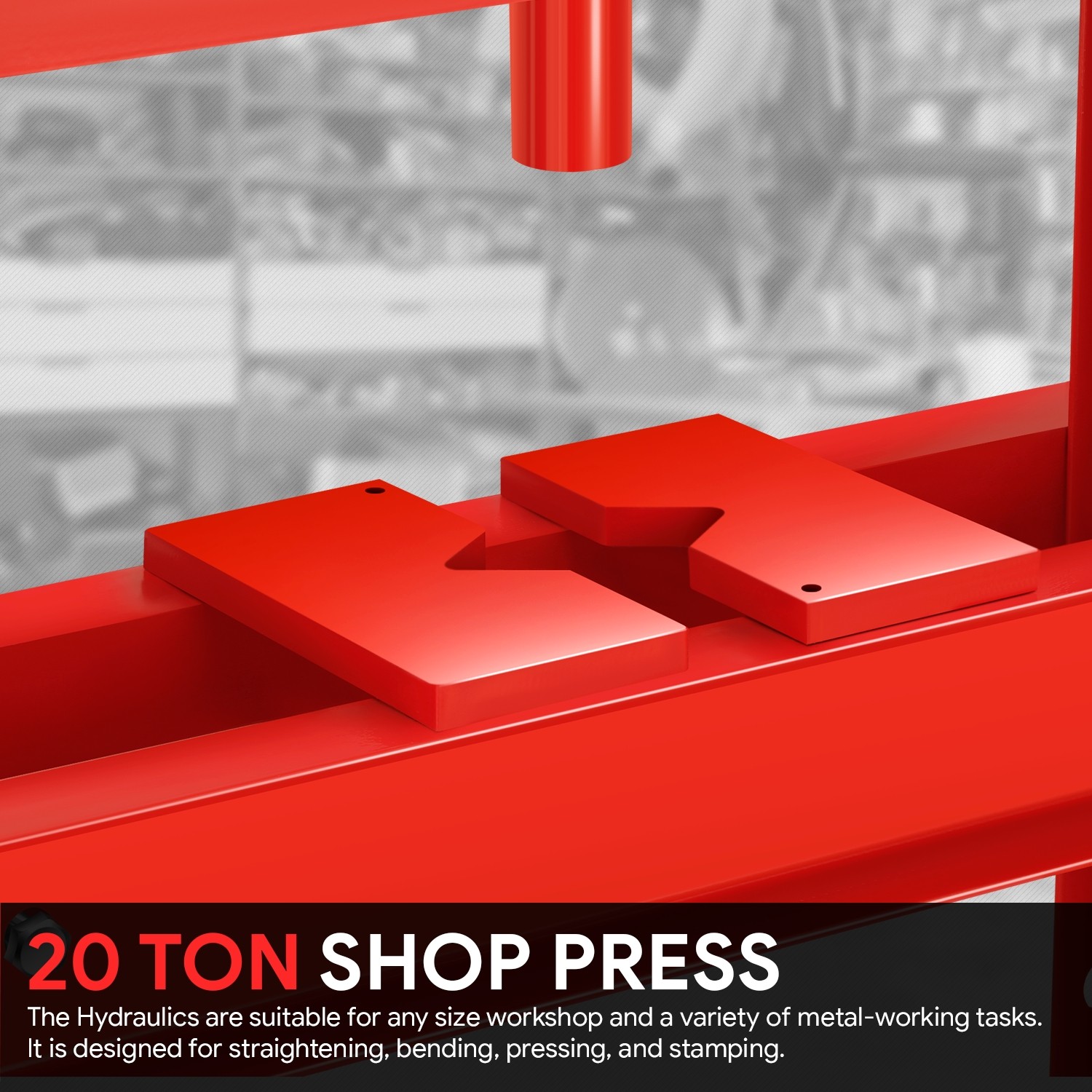 20 Ton Hydraulic Shop Press H-Frame Bearing Press Adjustable Benchtop Work Table - Image 2