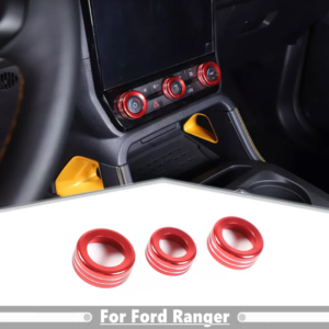Car AC Switch Knob Ring Cover Trim Fit For Ford Ranger 2023-2025 Accessories Red