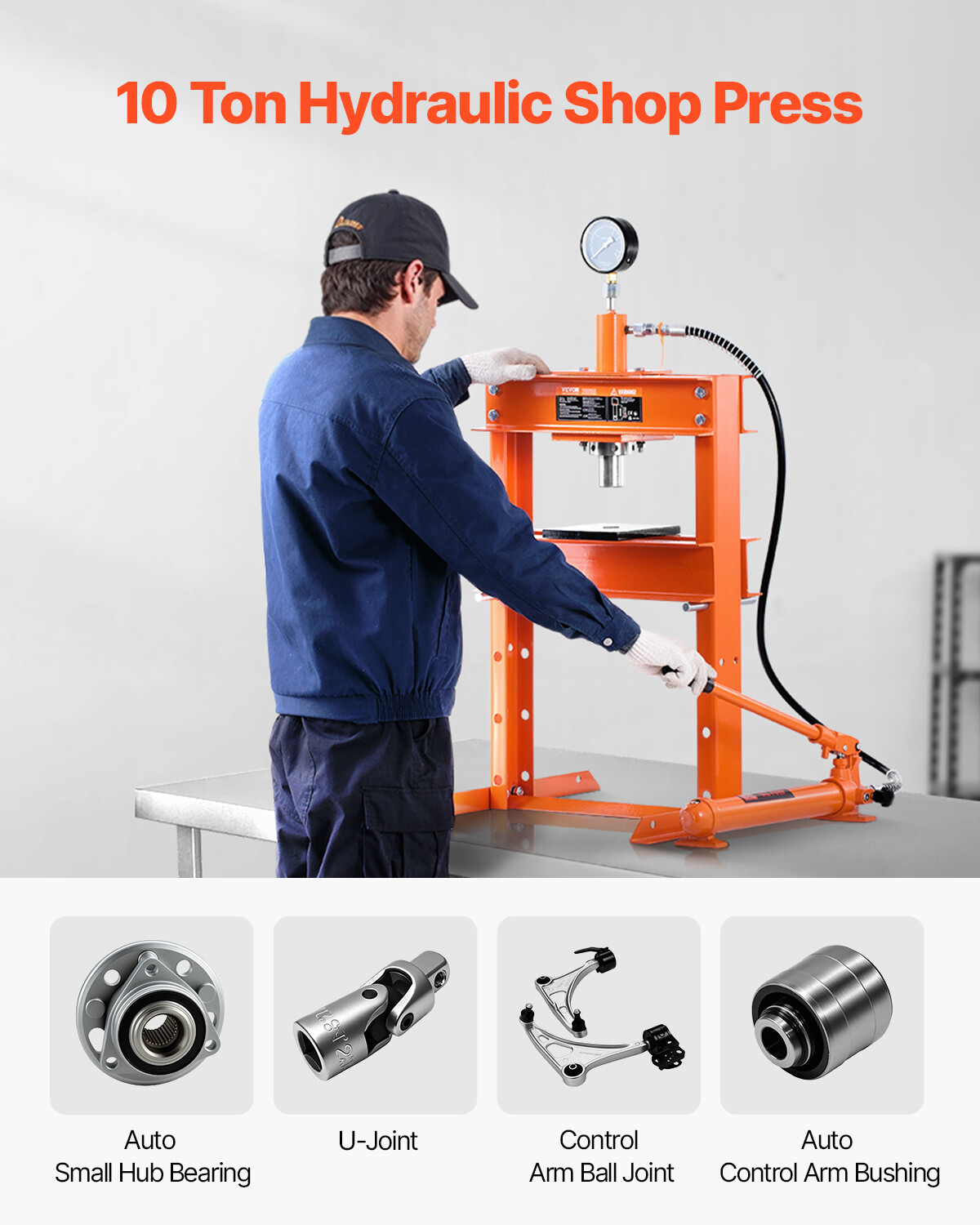 10 T Hydraulic Shop Press Hydraulic Press with Press Plate for Bending - Image 2