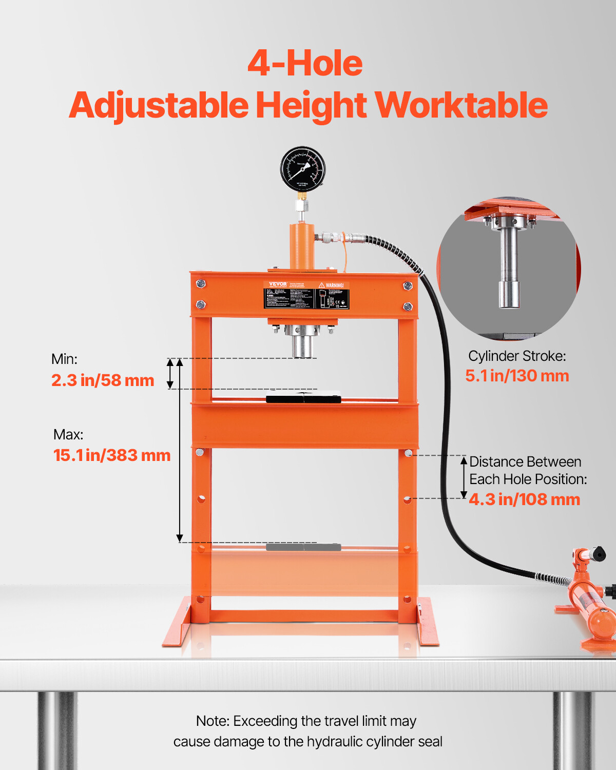 10 T Hydraulic Shop Press Hydraulic Press with Press Plate for Bending - Image 3