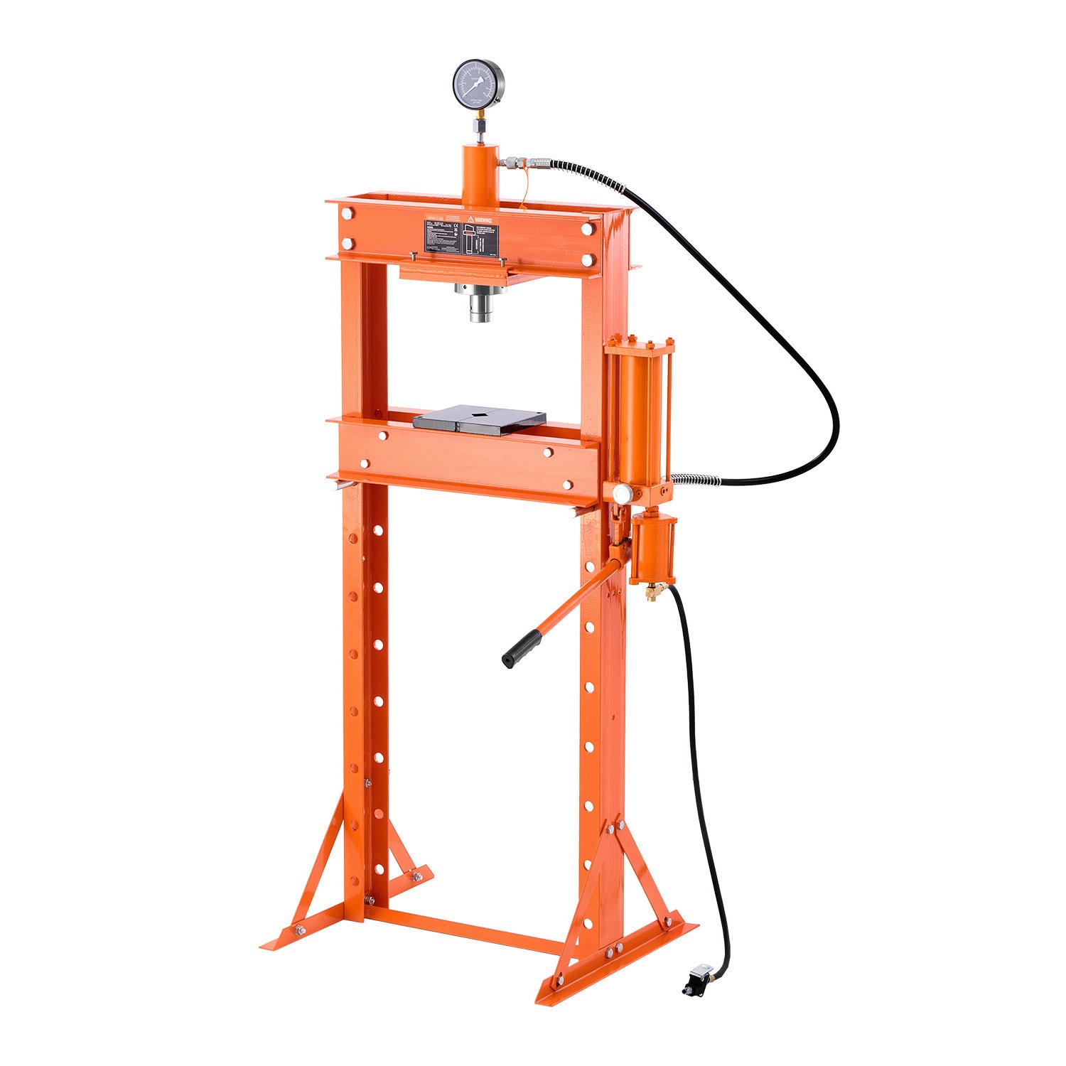 20 T Hydraulic Shop Press with Pressure Gauge & Press Plates for Bending