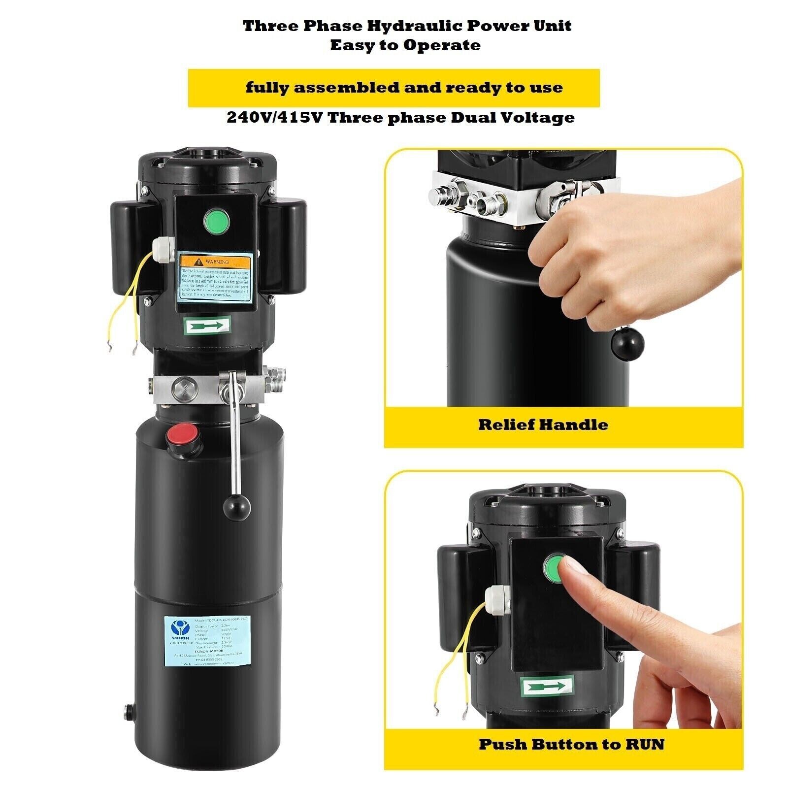3PH 12L Vertical Hydraulic Power Unit Auto Hydraulic Pump Vehicle Car Hoist Lift