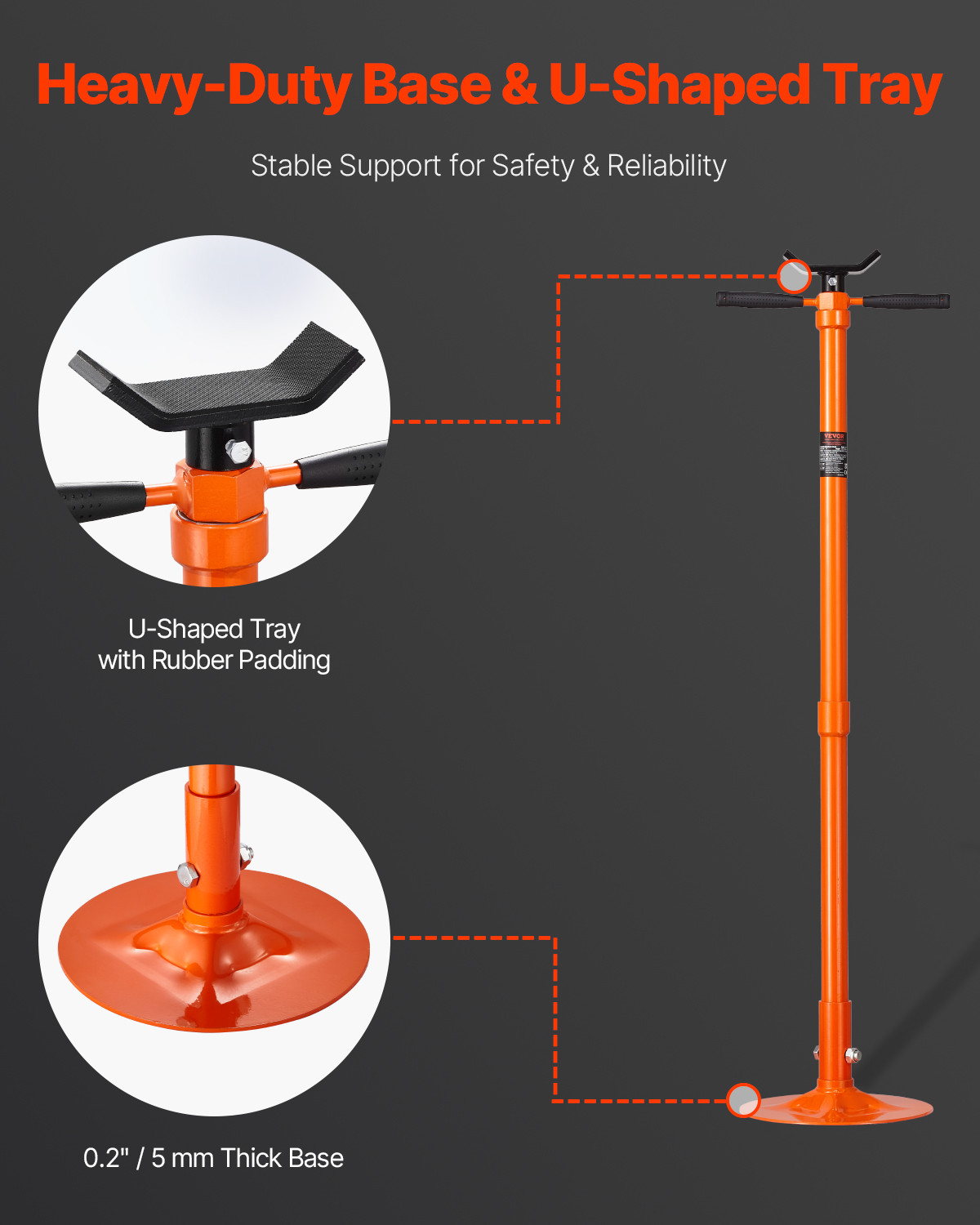 Underhoist Support Stand 3/4Ton Capacity Under Hoist Jack Stand Round Base - Image 4