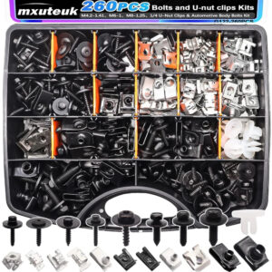 260PCS U-Nut Clips & Automotive Body Fender Bolts Kit,for Most Cars Fender,En...
