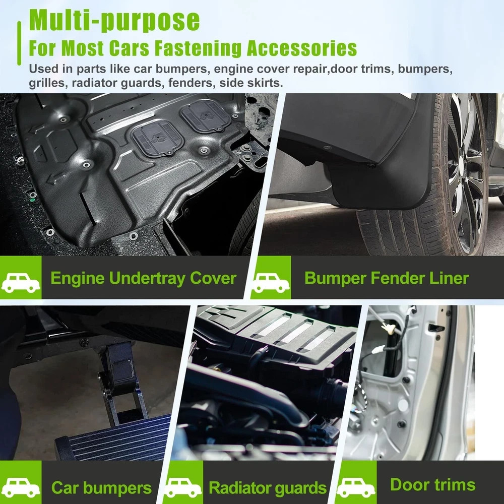 260PCS U-Nut Clips & Automotive Body Fender Bolts Kit,for Most Cars Fender,En... - Image 2