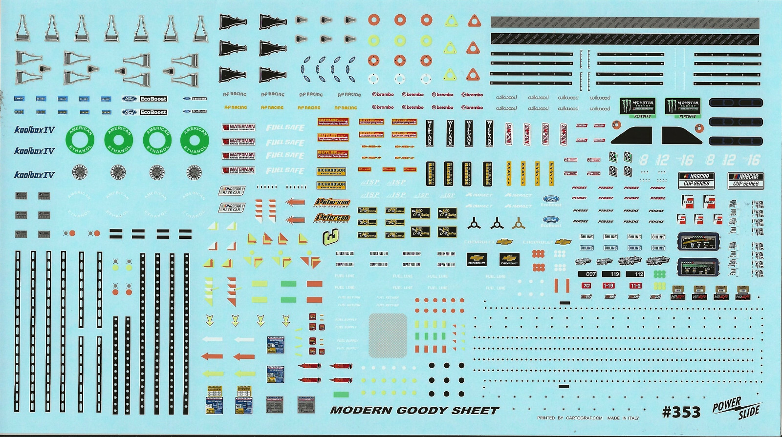 NASCAR DECAL 2019 & UP MODERN NASCAR GOODIES DETAIL SHEET 1/24-1/25