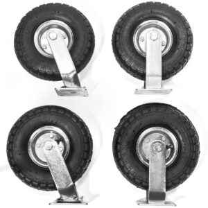 XtremepowerUS 4PCS 10" Pneumatic Tire Caster Wheel Farm Cart (2 Rigid+2 Swivel)