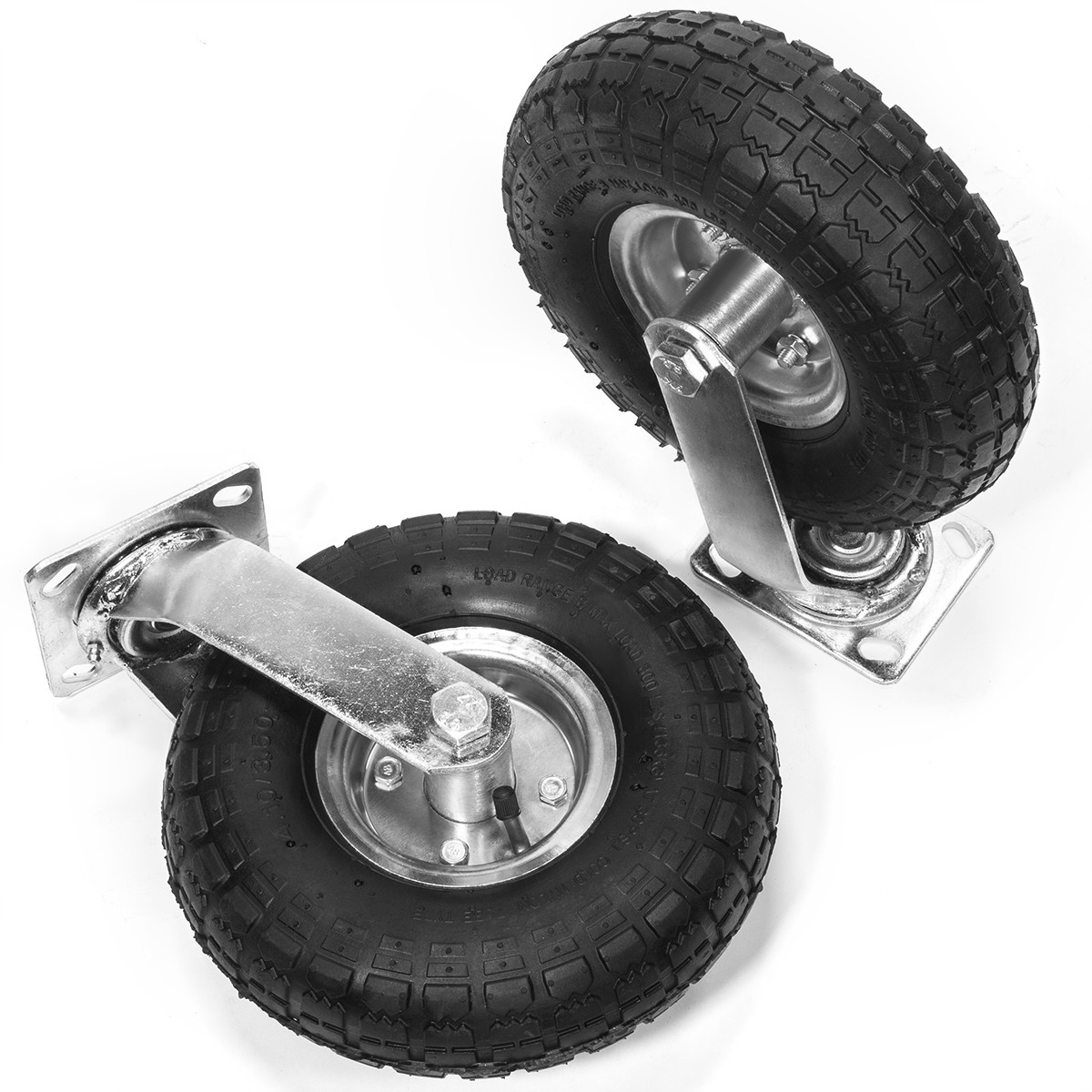 XtremepowerUS 4PCS 10" Pneumatic Tire Caster Wheel Farm Cart (2 Rigid+2 Swivel) - Image 3