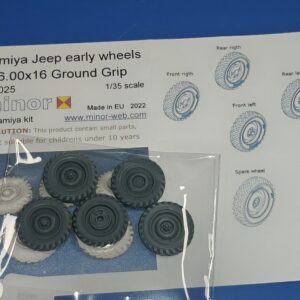 Minor 1/35 Jeep 6.00 x 16 Ground Grip Early Wheels for Tamiya ktis