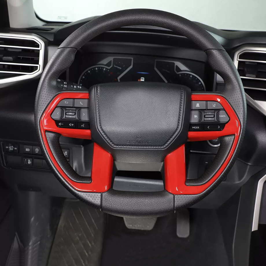 Car Steering Wheel Frame Cover Trim For Toyota Tundra 2022-2025 Accessories Red - Image 2