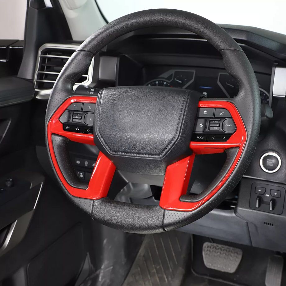 Car Steering Wheel Frame Cover Trim For Toyota Tundra 2022-2025 Accessories Red - Image 4