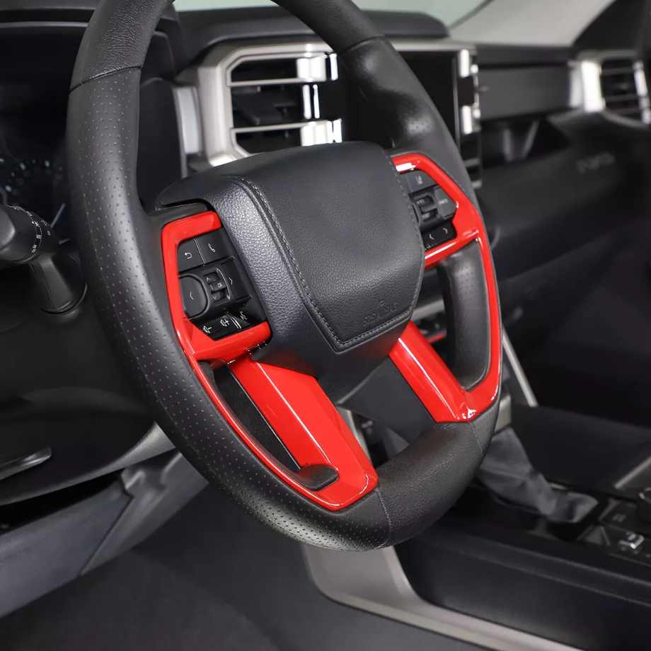 Car Steering Wheel Frame Cover Trim For Toyota Tundra 2022-2025 Accessories Red - Image 5