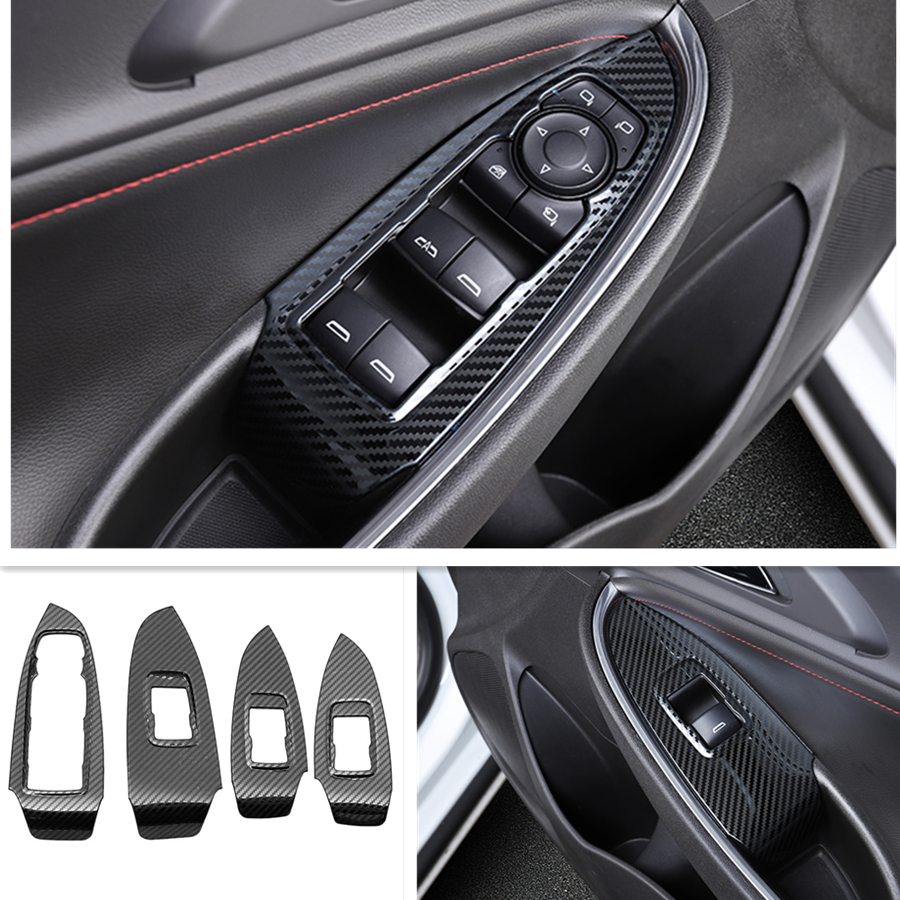 For Chevrolet Malibu 2016-2022 Window Switch Panel Cover Set Carbon Fiber Look