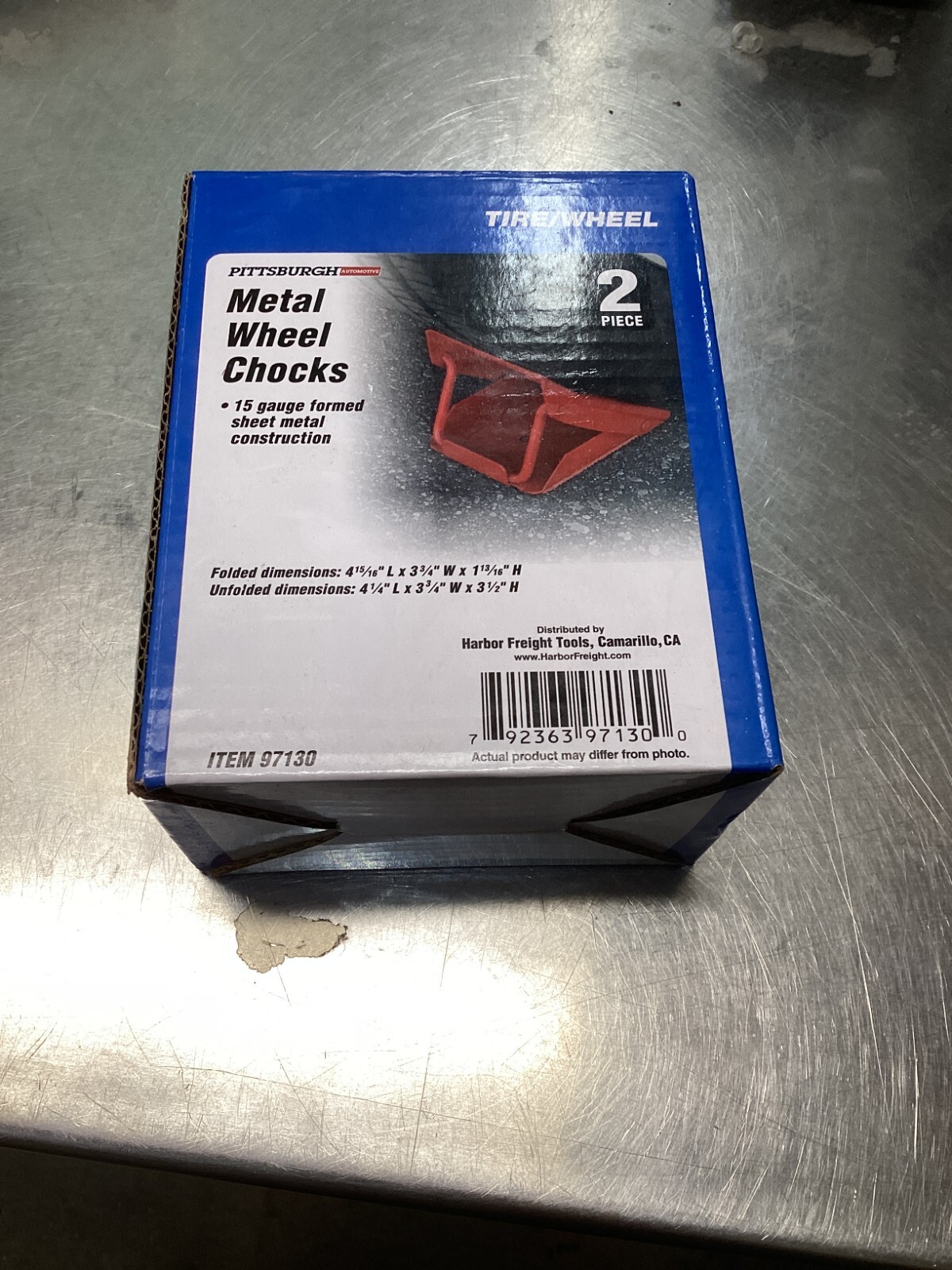 Pittsburgh Automotive 97130 Tire/Wheel 2 Pieces Foldable Metal Wheel Chocks - Image 2