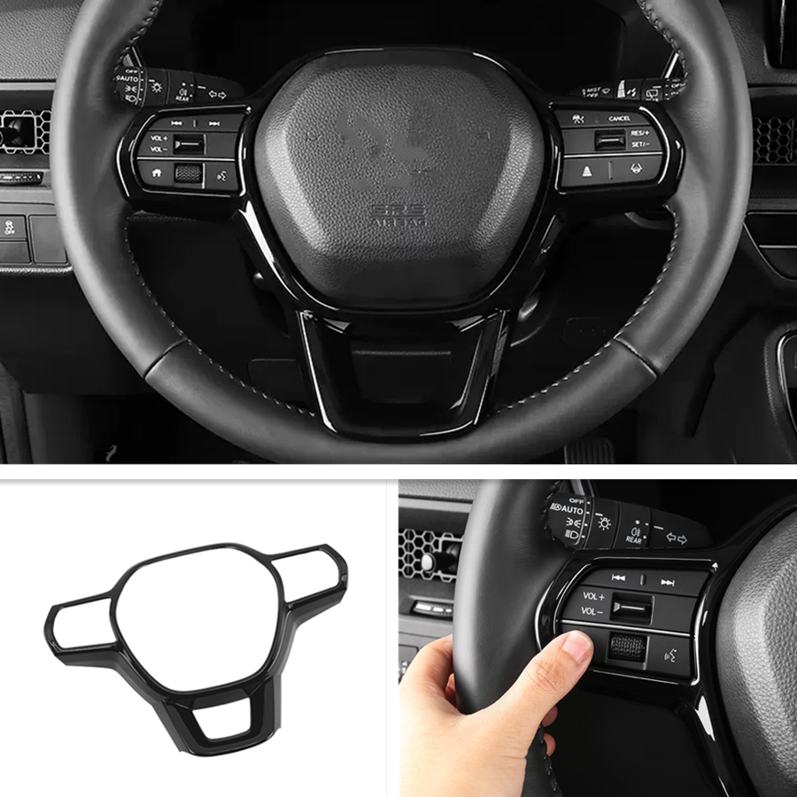 Car Steering Wheel Trim 1pcs ABS Bright black For Honda CRV CR-V 2023-2026
