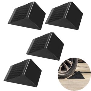 4 Pack Heavy Duty Rubber Wheel Chocks NonSlip Tire Stoppers for Vehicle Safety
